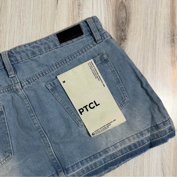PTCL Distressed Denim Mini Skirt Medium Light Wash - Picture 6 of 6